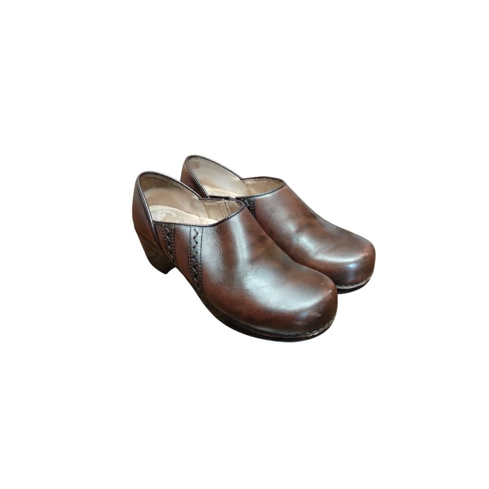 Dansko Sienna Clogs Women's 8.5 Brown‎ Leather Stitched Slip On Leather Padded